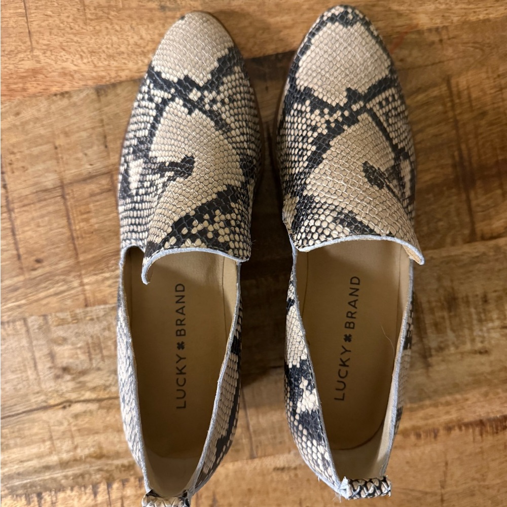 Lucky Brand Black and Cream Ankle Booties with Snakeskin Print - Picture 3 of 3